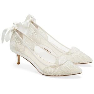 Bella Belle Greta Lace and Mesh Wedding Low Heel in Ivory Bridal